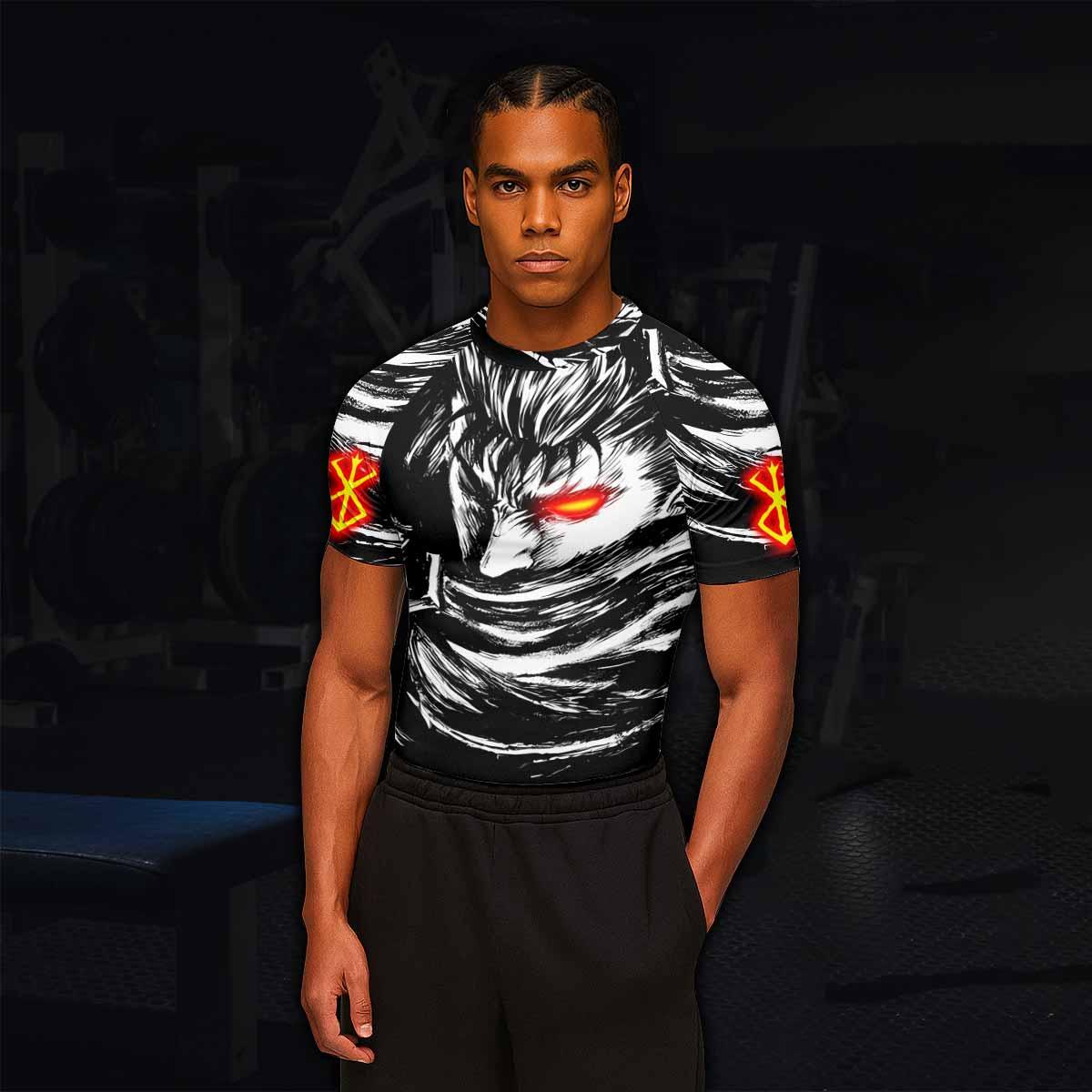 Black Swordsman Berserk Men's Rash Guard Short Sleeve - lifestyle view
