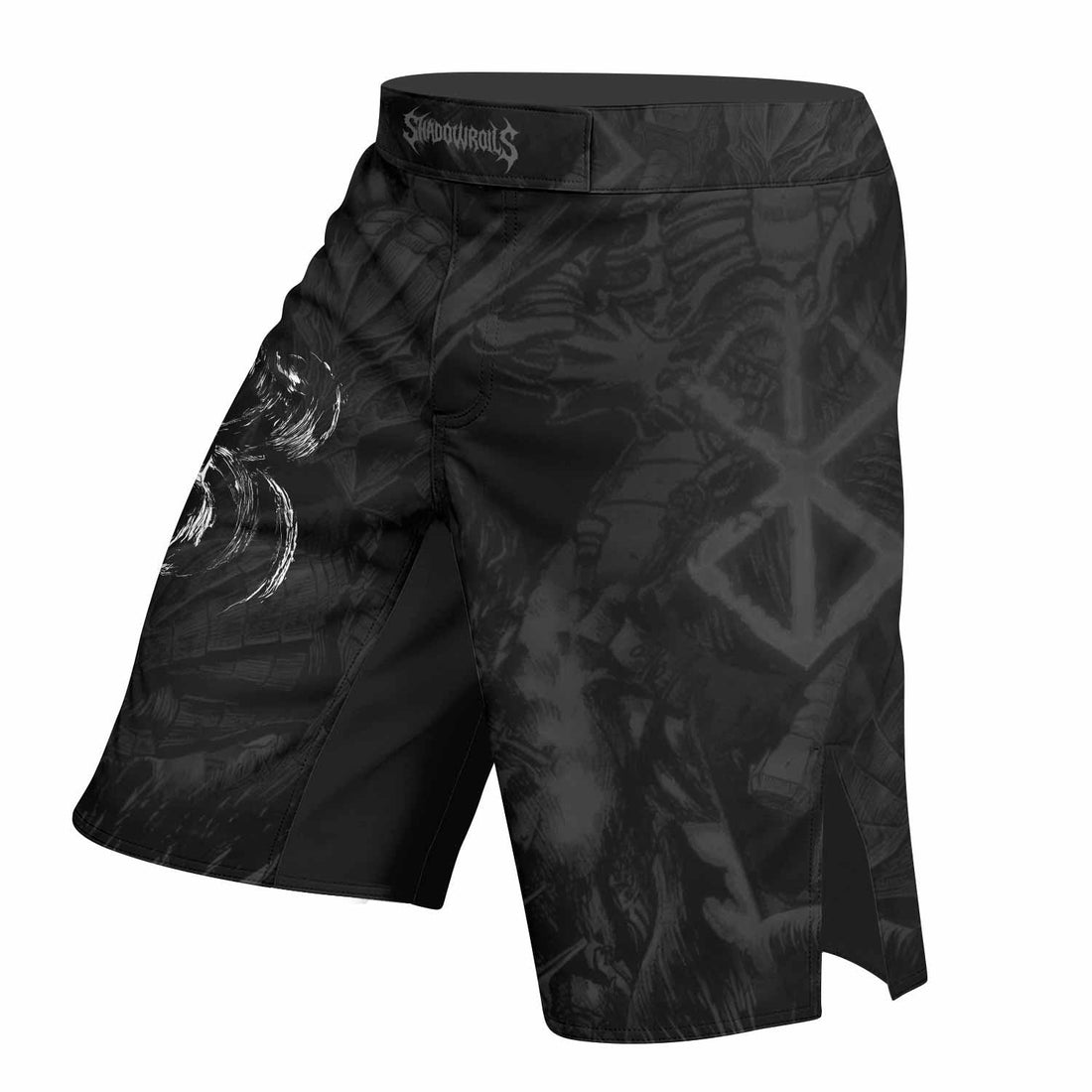Black Swordsman Berserk Mixed Martial Arts Shorts - right side mockup