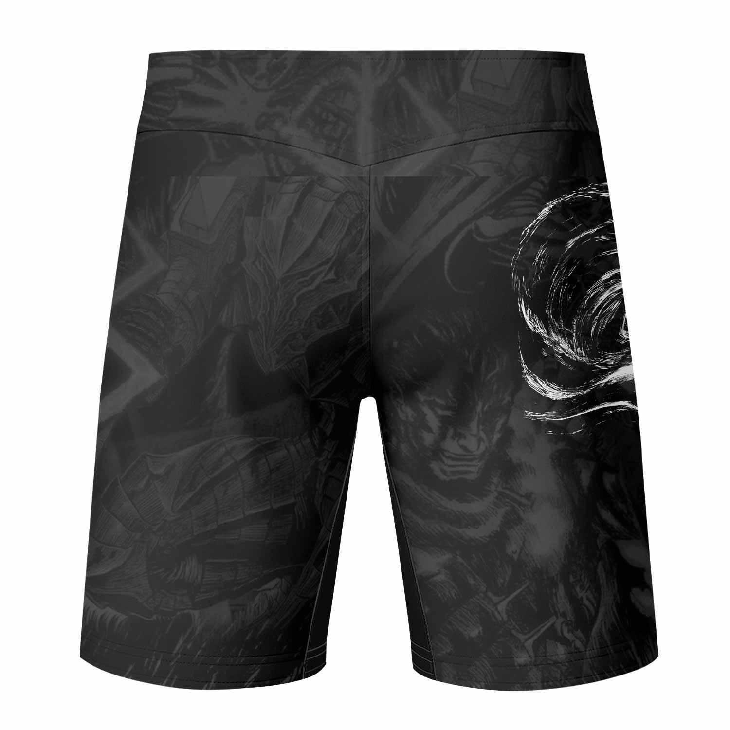 Black Swordsman Berserk Mixed Martial Arts Shorts - back view mockup