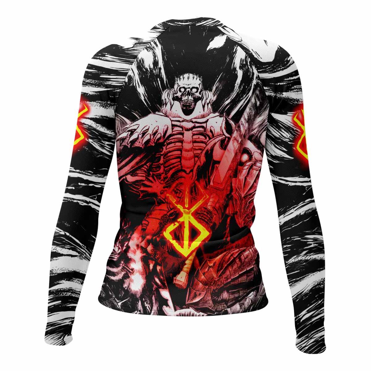 Black Swordsman Berserk Women's Rash Guard Long Sleeve - back view mockup