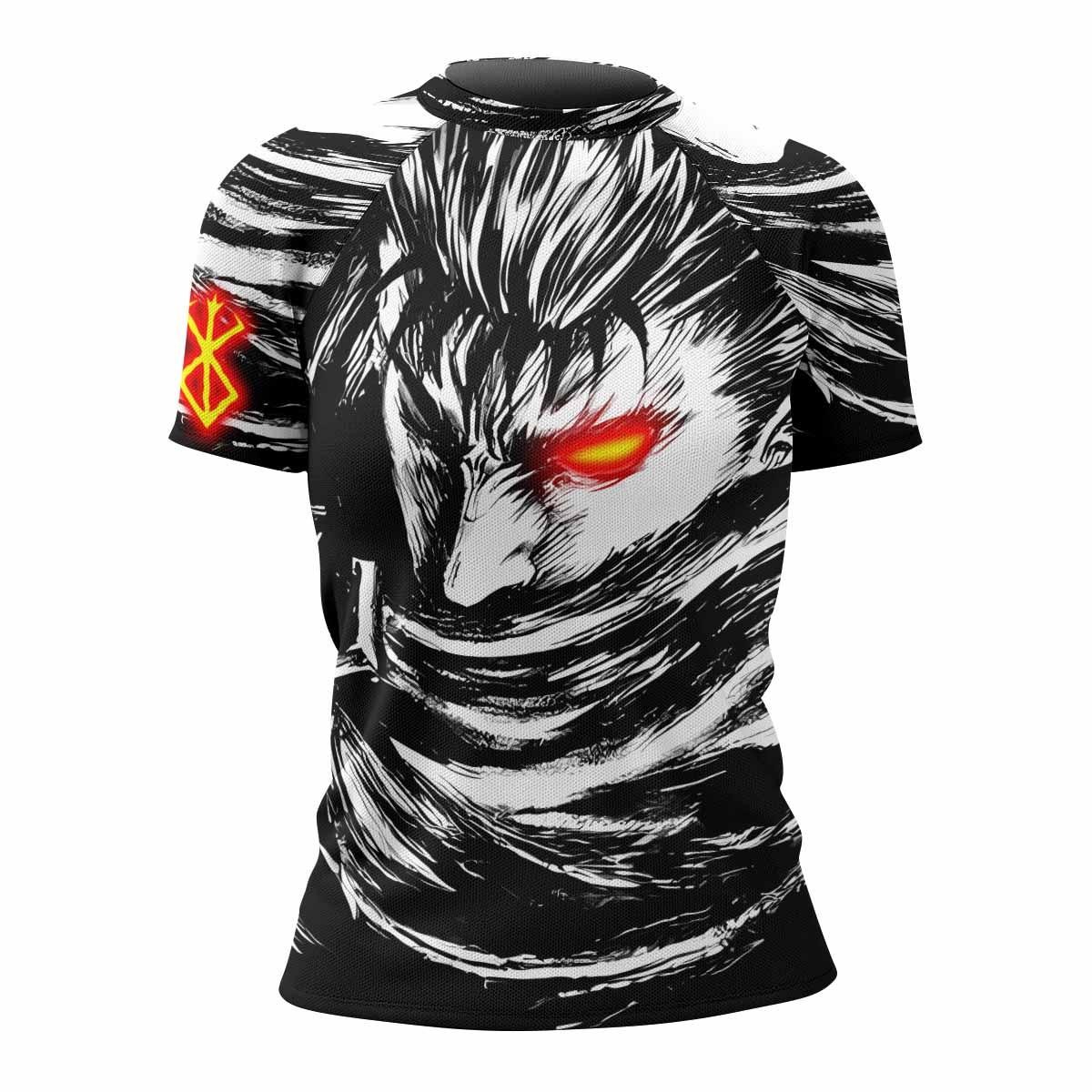 Black Swordsman Berserk Women's Rash Guard Short Sleeve - front view mockup