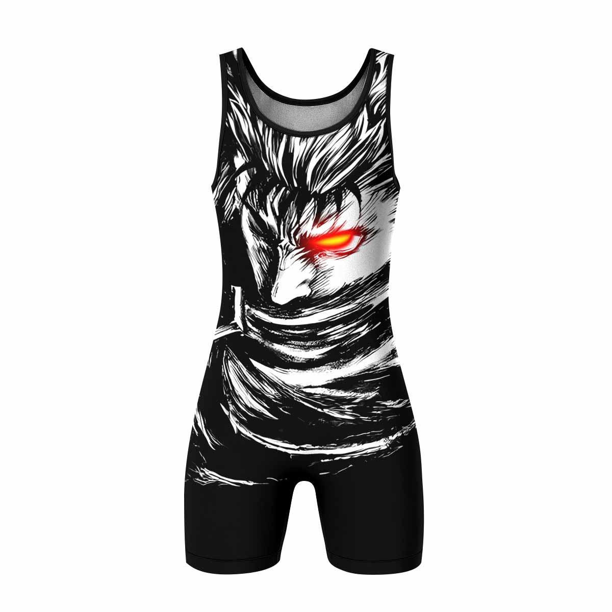 Black Swordsman Berserk Wrestling Singlet - front view mockup
