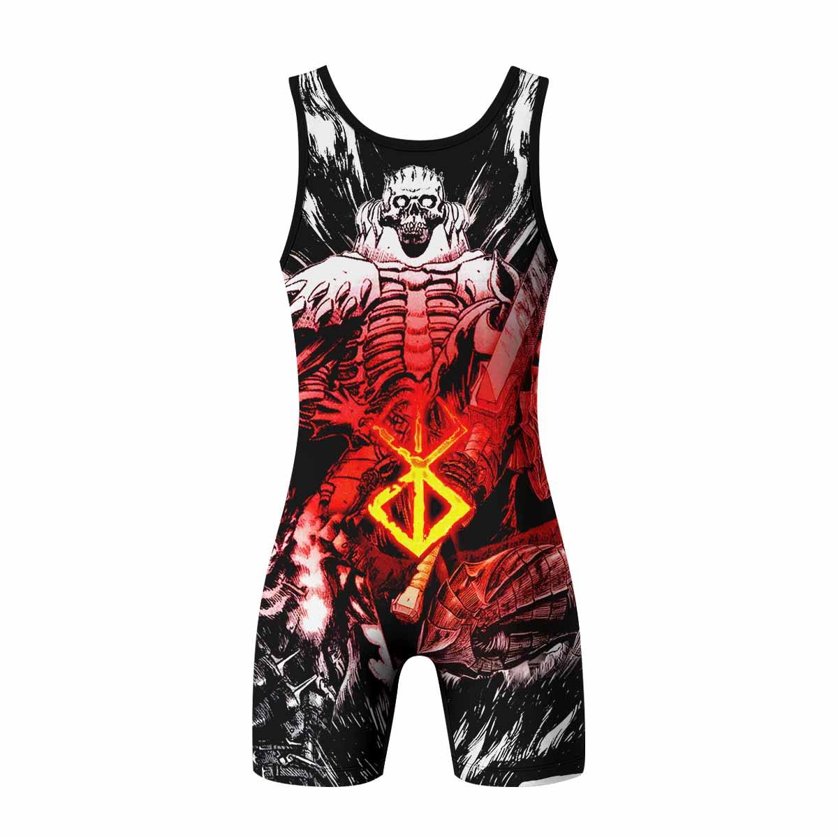 Black Swordsman Berserk Wrestling Singlet - back view mockup