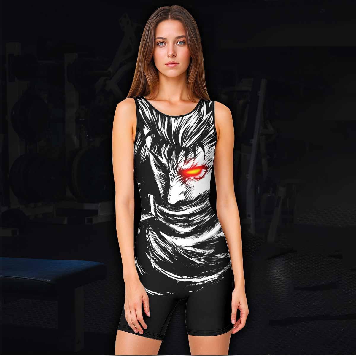 Black Swordsman Berserk Wrestling Singlet - women's lifestyle view