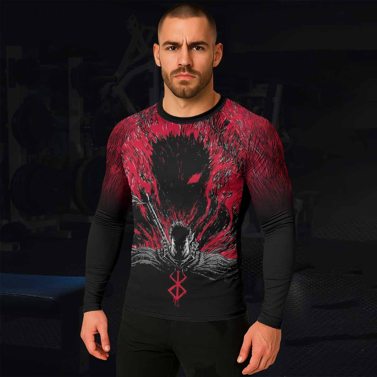 Black Swordsman Men's Rash Guard Long Sleeve - lifestyle view
