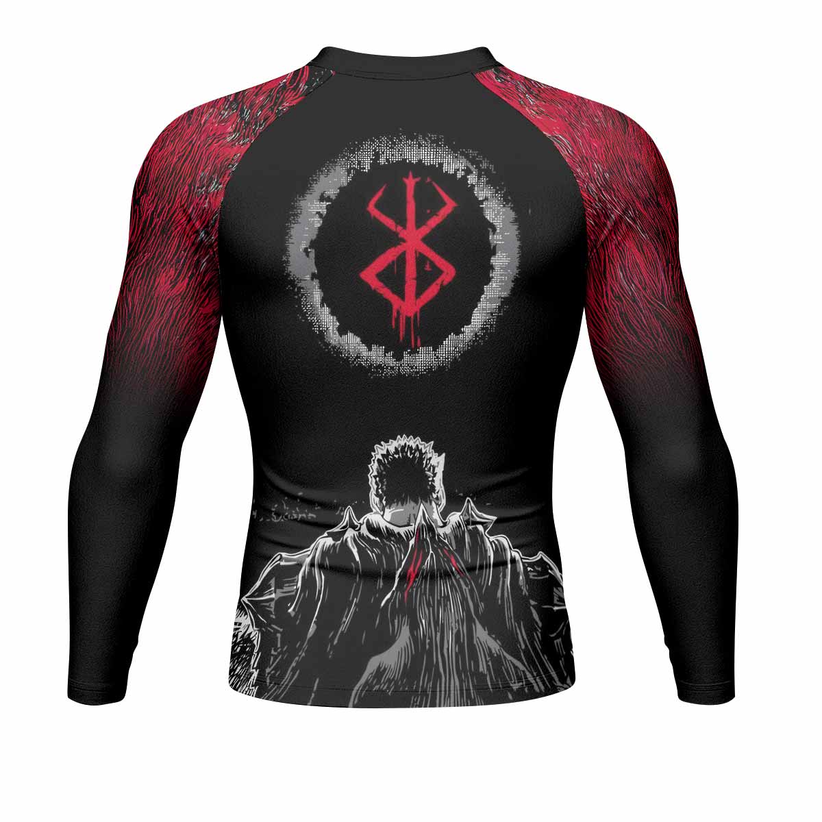 Black Swordsman Men's Rash Guard Long Sleeve - back view mockup 