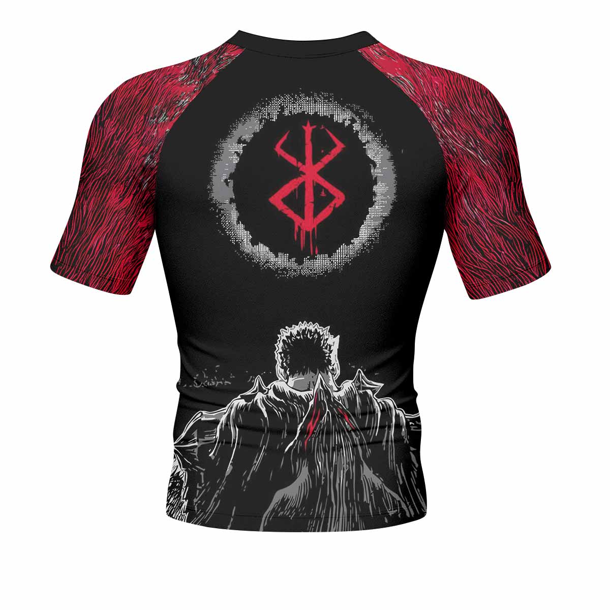 Black Swordsman Men's Rash Guard Short Sleeve - back view mockup 