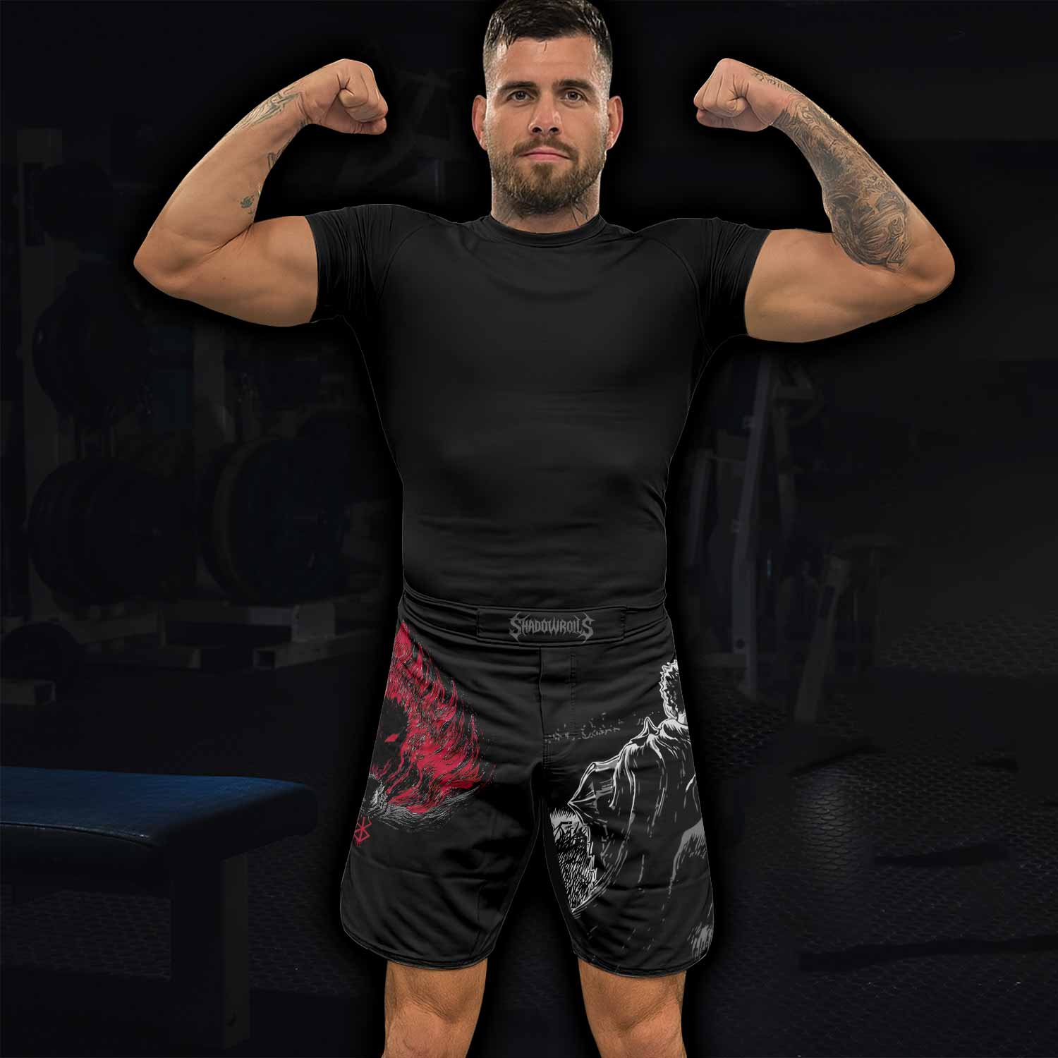 Black Swordsman Fight Shorts - lifestyle view