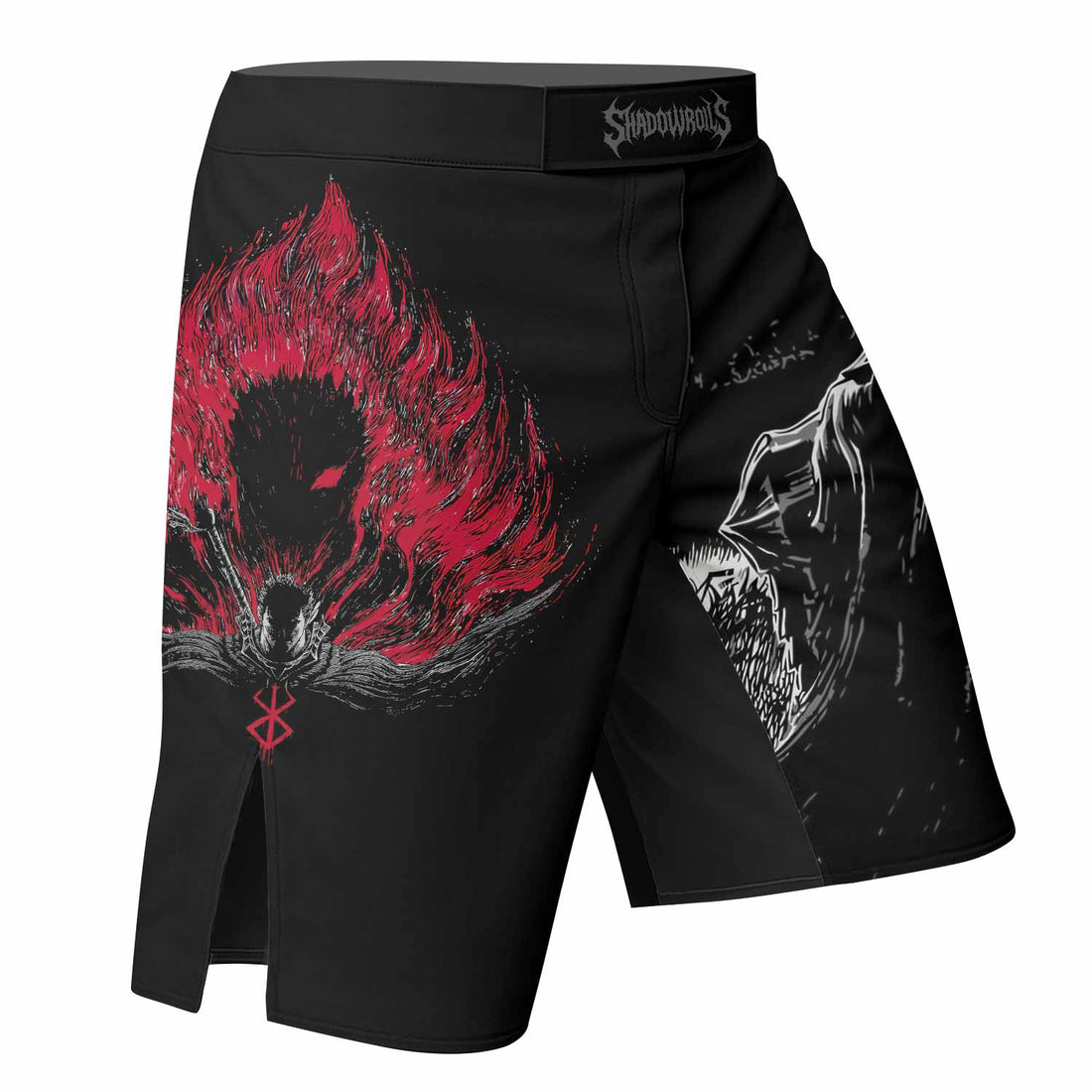 Black Swordsman Fight Shorts - right side mockup