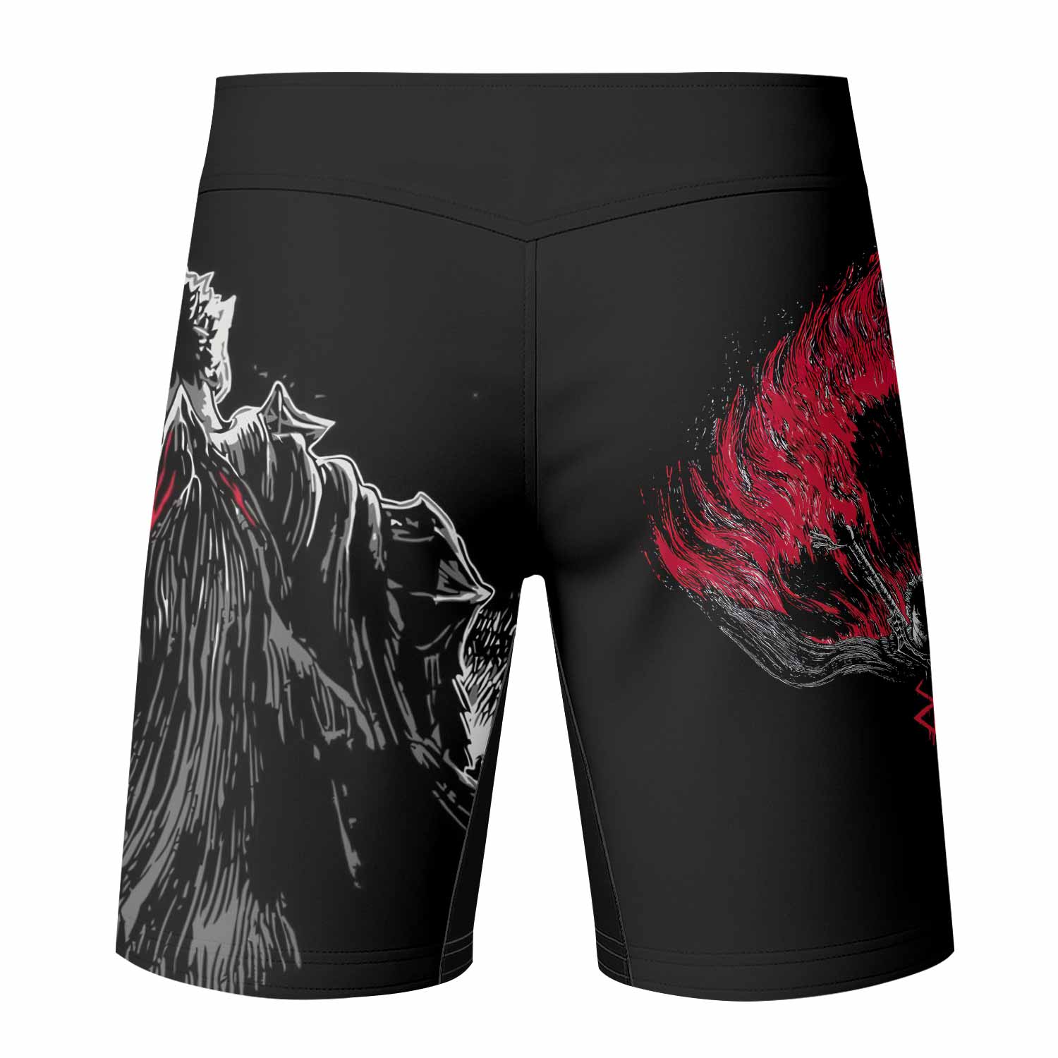 Black Swordsman Fight Shorts - back view mockup