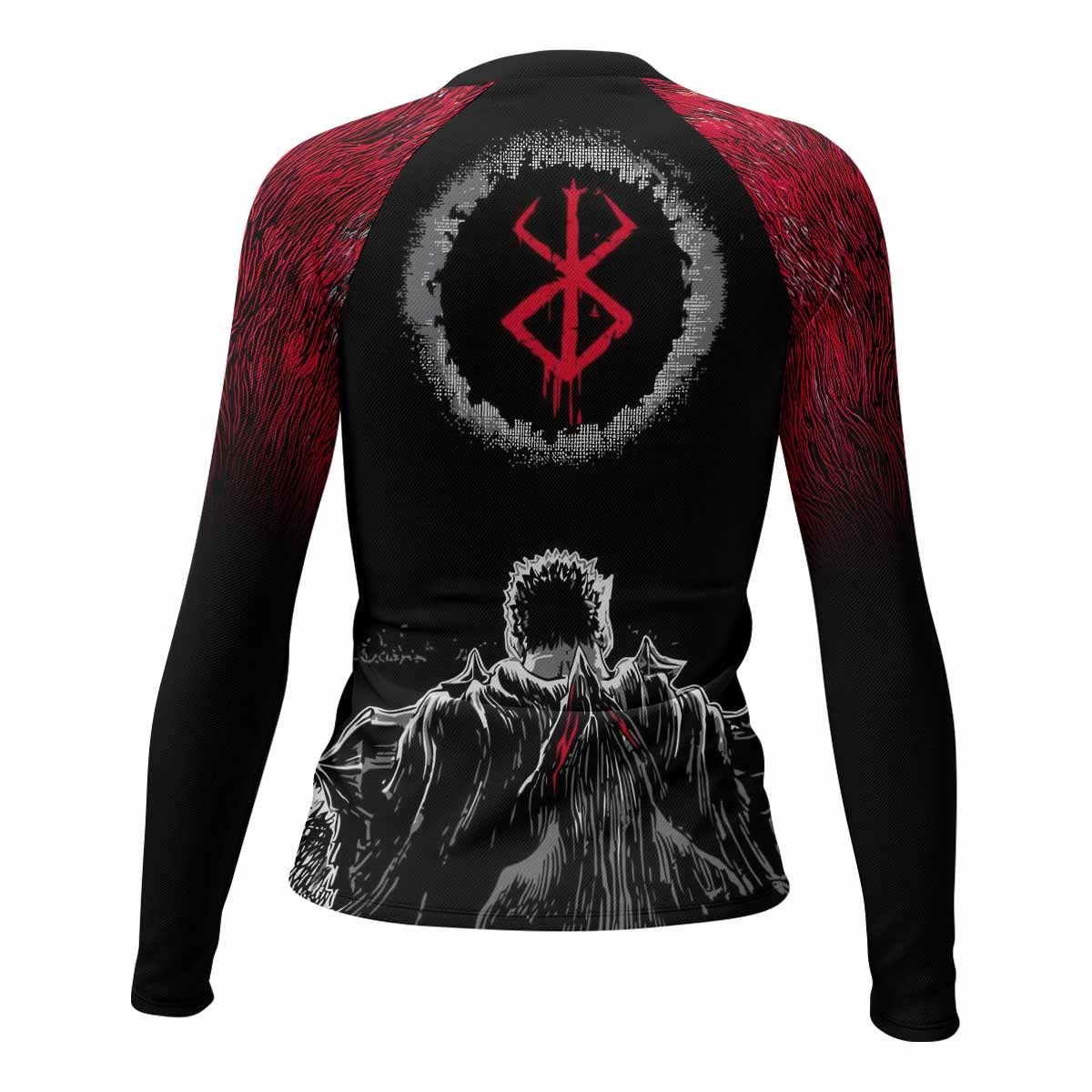 Black Swordsman Women's Rash Guard Long Sleeve - back view mockup 