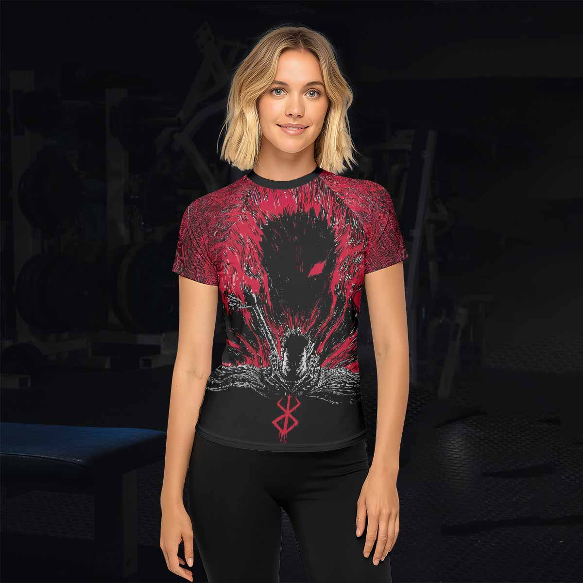Black Swordsman Women's Rash Guard Short Sleeve - lifestyle view