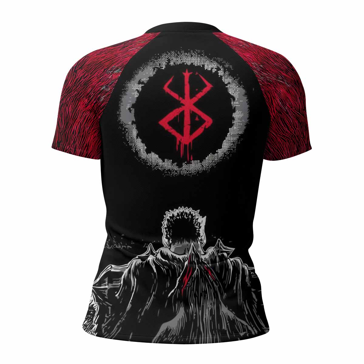 Black Swordsman Women's Rash Guard Short Sleeve - back view mockup 