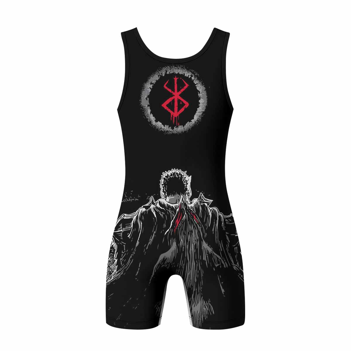 Black Swordsman Wrestling Singlet - back view mockup 