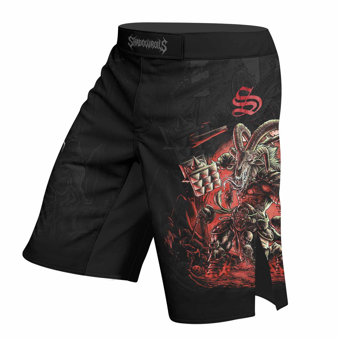 Dark Ram Warlord Fight Shorts - right side mockup