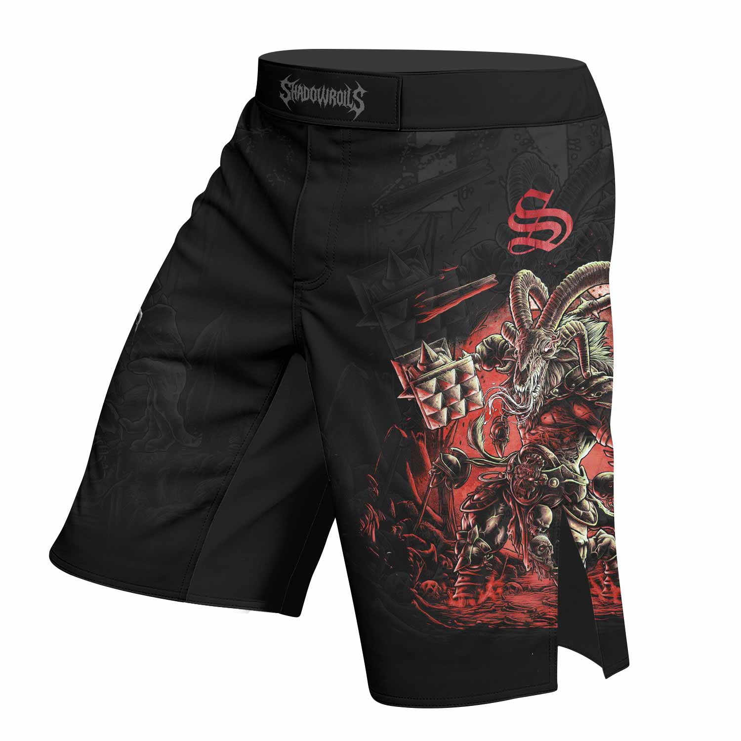 Dark Ram Warlord Fight Shorts - right side mockup