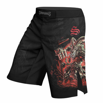 Dark Ram Warlord Fight Shorts - right side mockup
