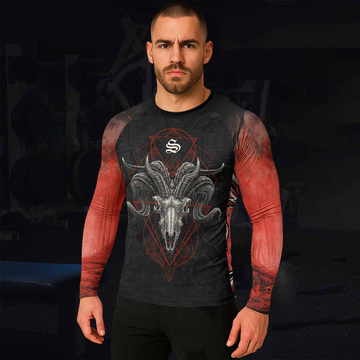 Dark Ram Warlord Men's Rash Guard Long Sleeve - lifestyle view