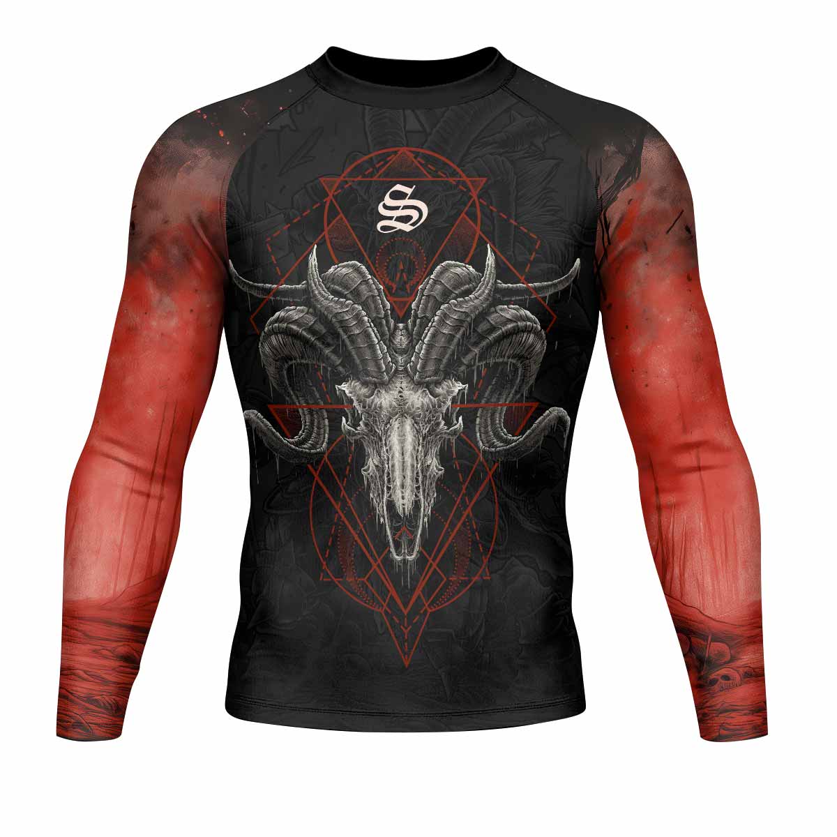 Dark Ram Warlord Men's Rash Guard Long Sleeve - front view mockup 