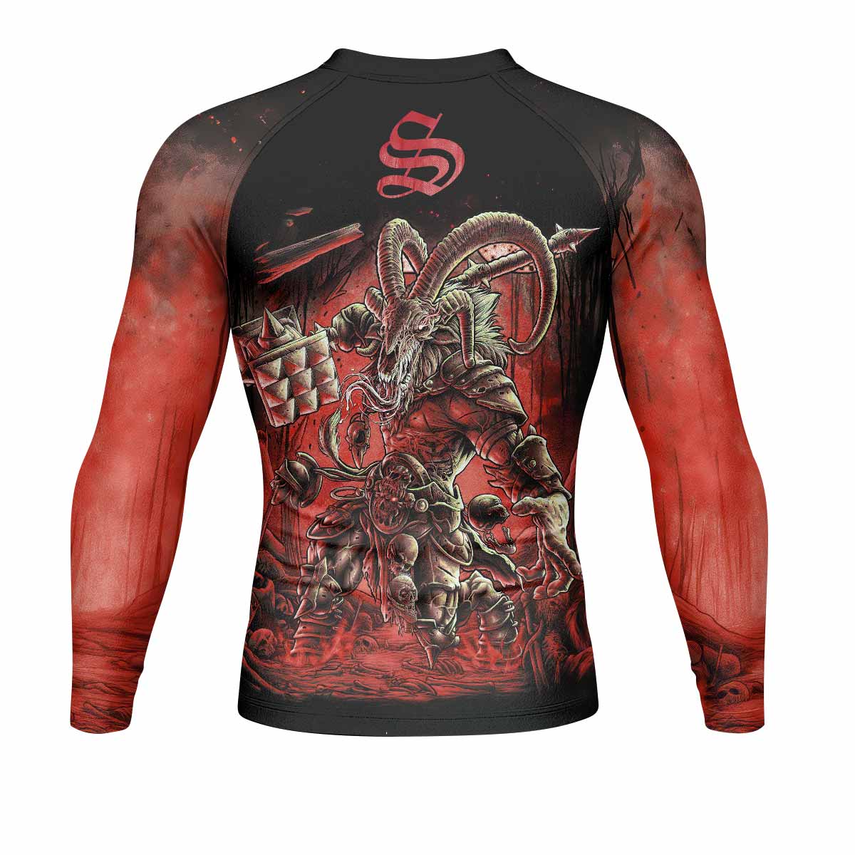 Dark Ram Warlord Men's Rash Guard Long Sleeve - back view mockup 