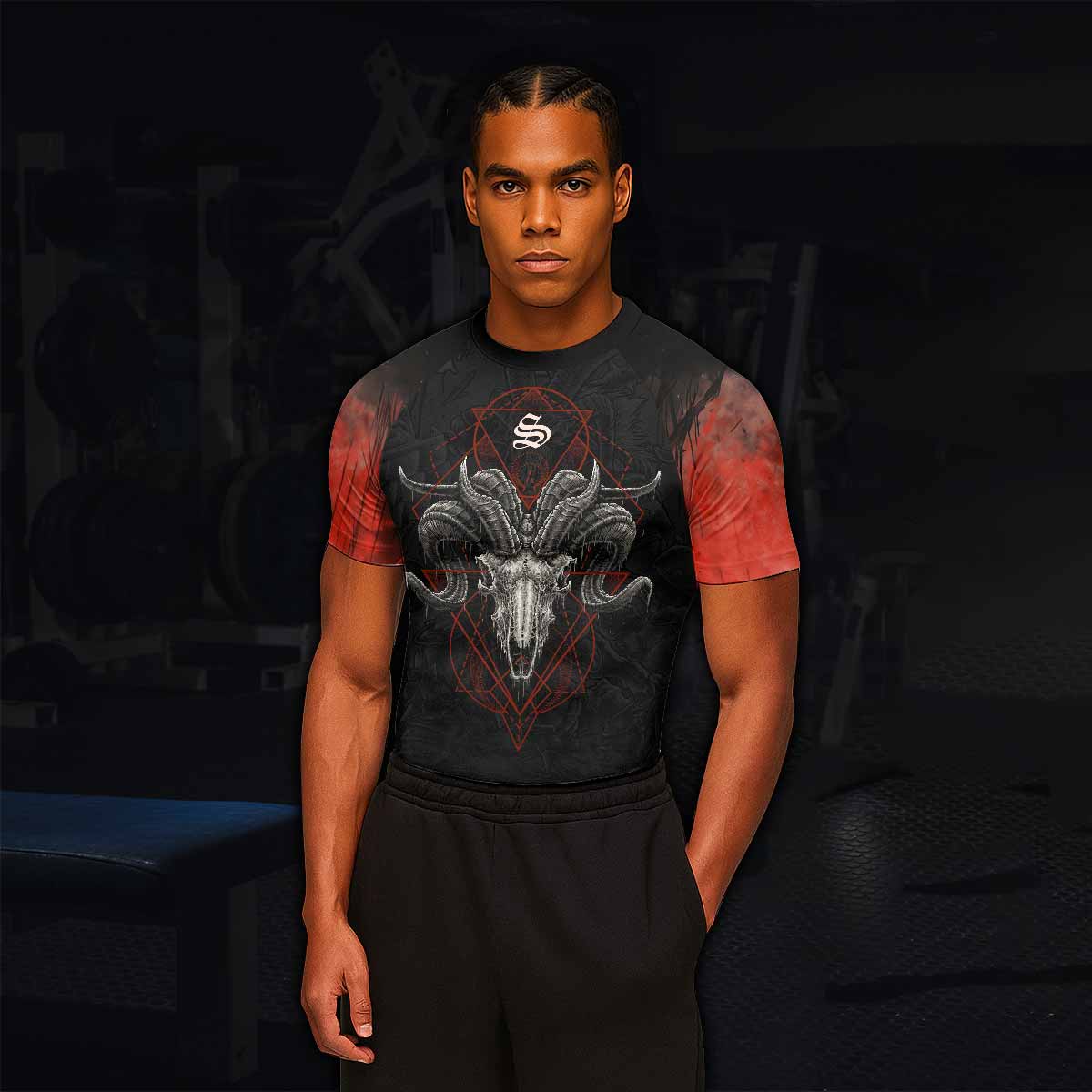 Dark Ram Warlord Men's Rash Guard Short Sleeve - lifestyle view