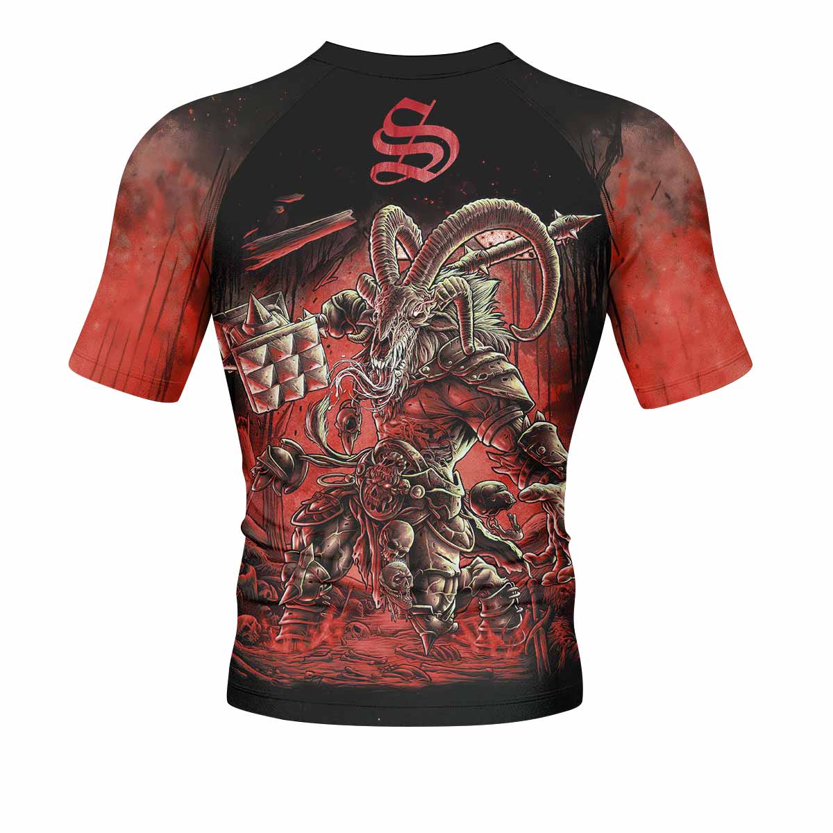 Dark Ram Warlord Men's Rash Guard Short Sleeve - back view mockup 
