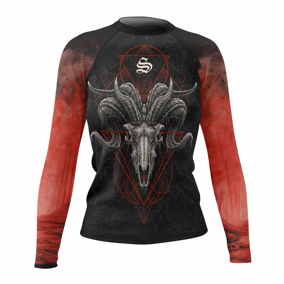 Dark Ram Warlord Women's Rash Guard Long Sleeve - front view mockup 