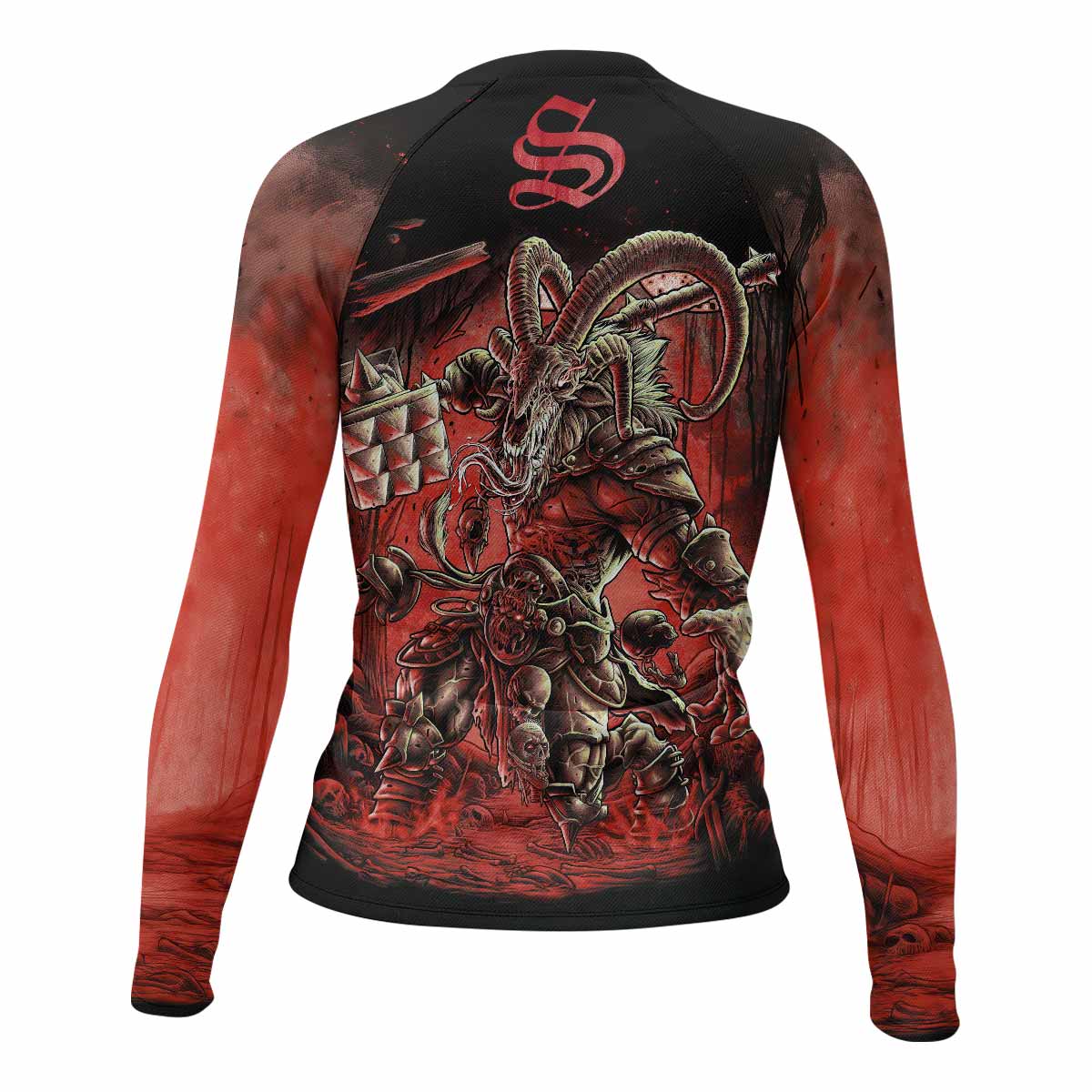 Dark Ram Warlord Women's Rash Guard Long Sleeve - back view mockup 