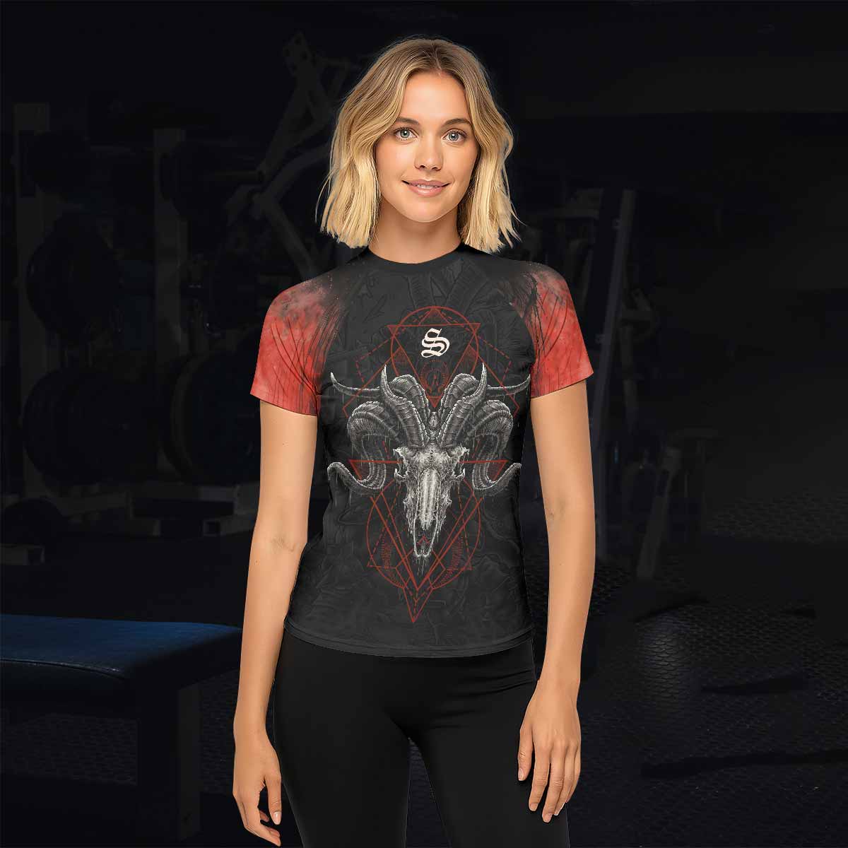 Dark Ram Warlord Women's Rash Guard Short Sleeve - lifestyle view
