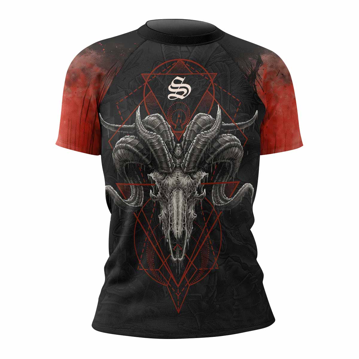 Dark Ram Warlord Women's Rash Guard Short Sleeve - front view mockup 