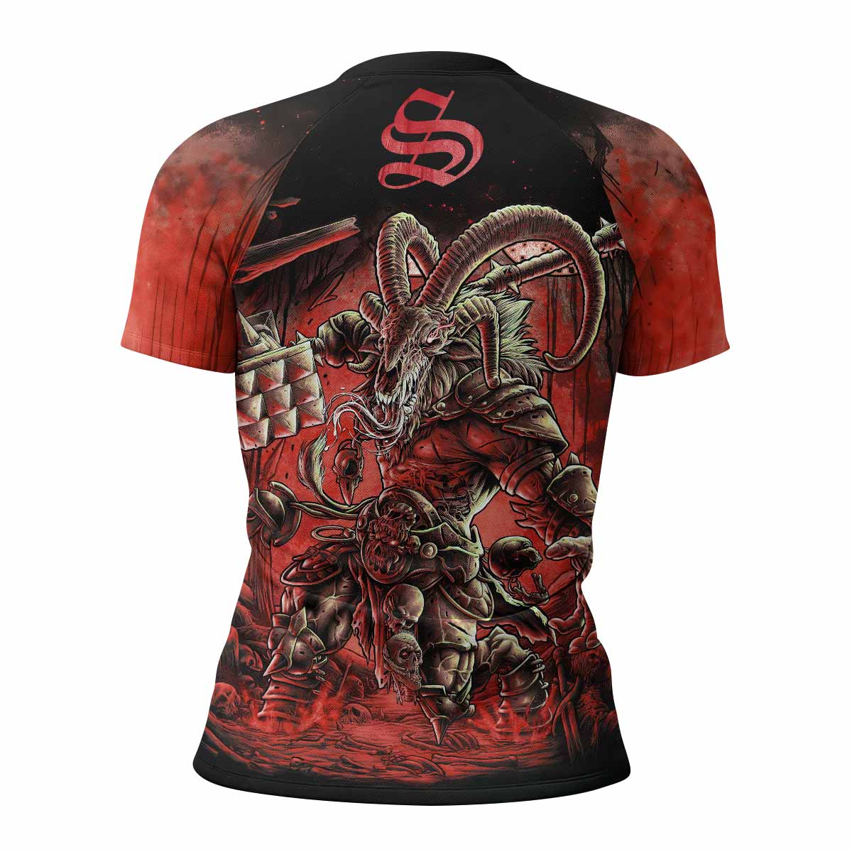 Dark Ram Warlord Women's Rash Guard Short Sleeve - back view mockup 