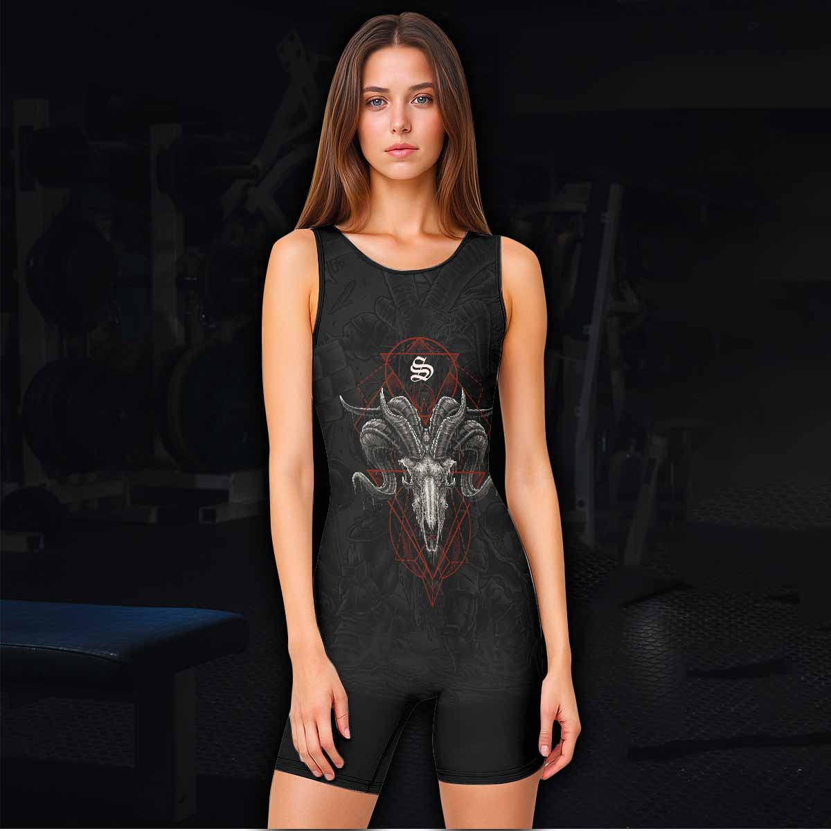 Dark Ram Warlord Wrestling Singlet - women's lifestyle view