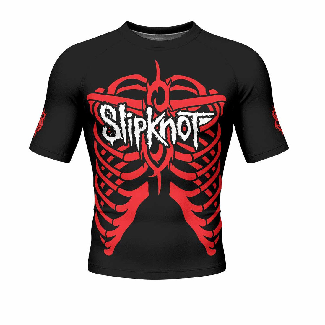 Blood Ribcage Men's Rash Guard Short Sleeve - front and back view