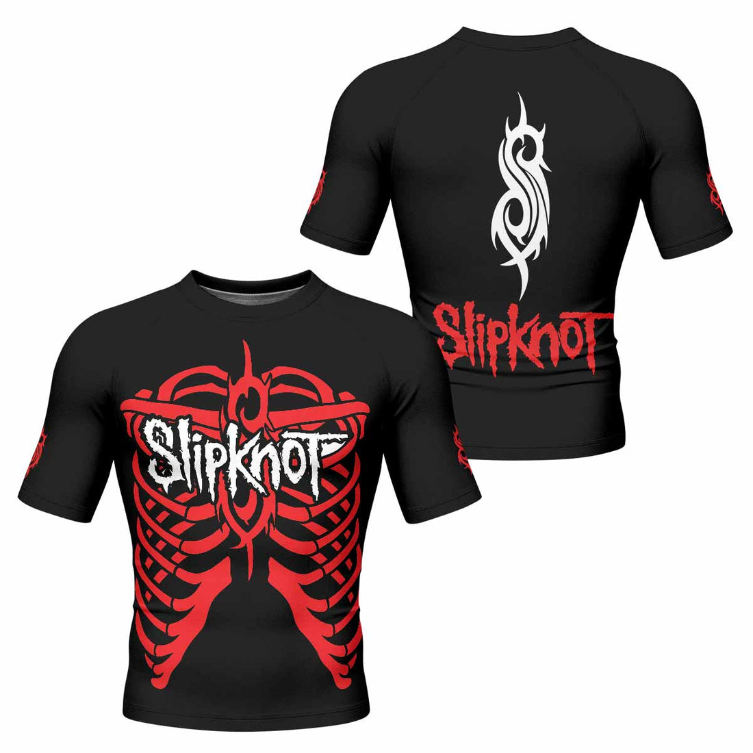 Blood Ribcage Men's Rash Guard Short Sleeve - front and back view