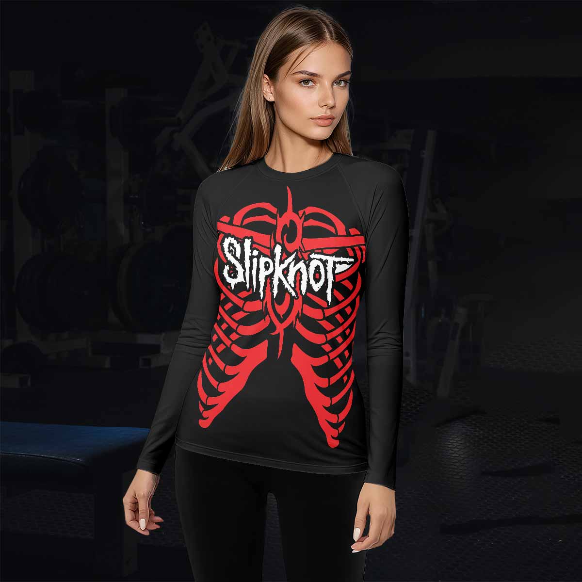 Blood Ribcage Women's Rash Guard Long Sleeve - lifestyle view