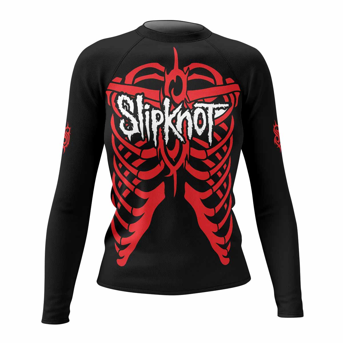 Blood Ribcage Women's Rash Guard Long Sleeve - front view mockup 