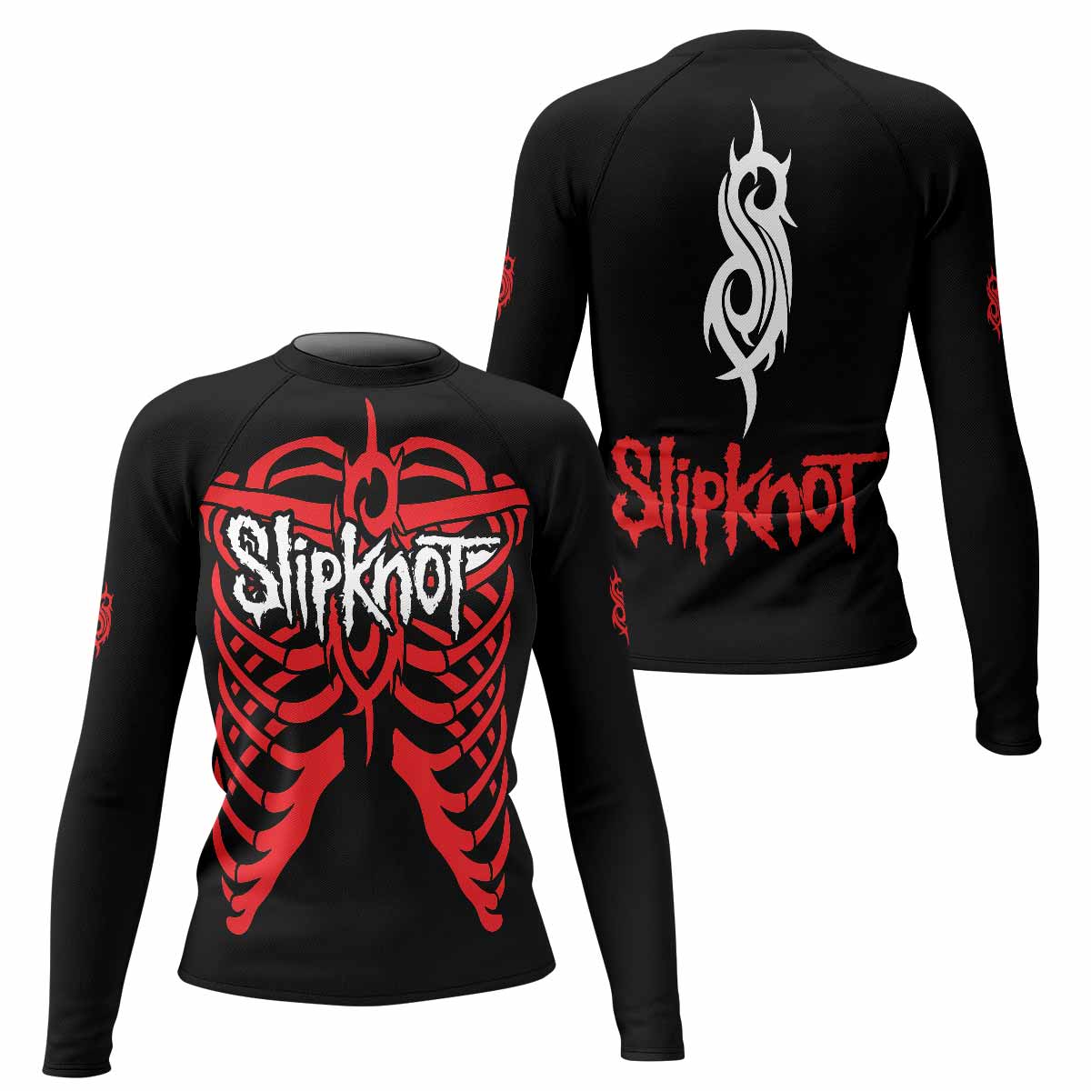 Blood Ribcage Women's Rash Guard Long Sleeve - front and back view