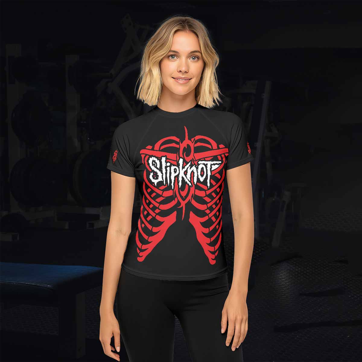Blood Ribcage Women's Rash Guard Short Sleeve - lifestyle view