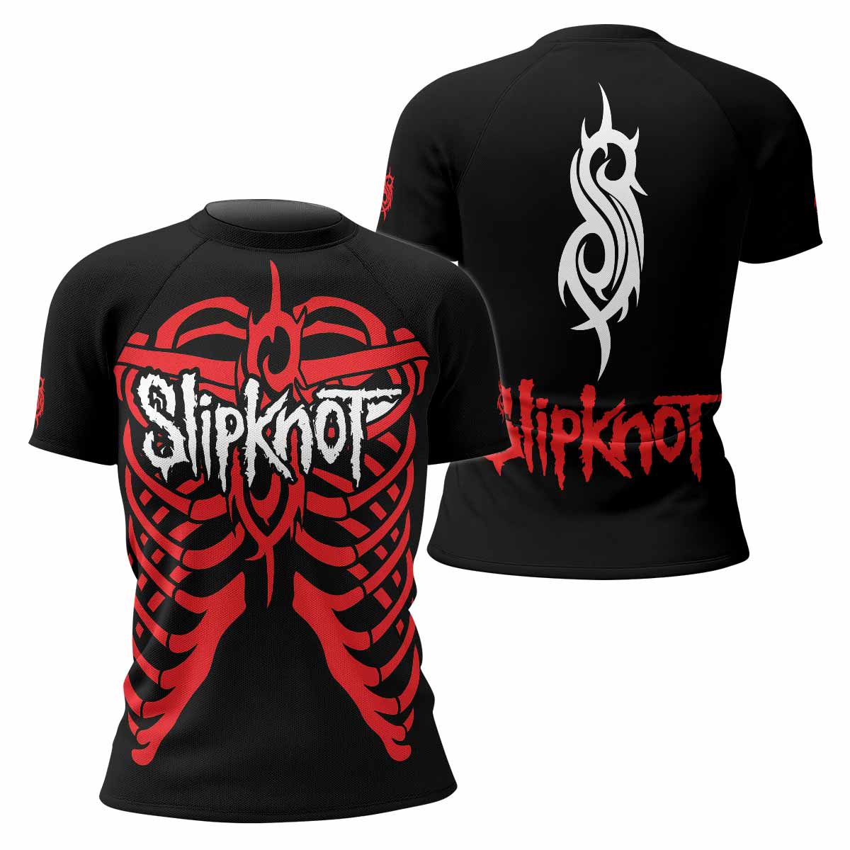 Blood Ribcage Women's Rash Guard Short Sleeve - front and back view
