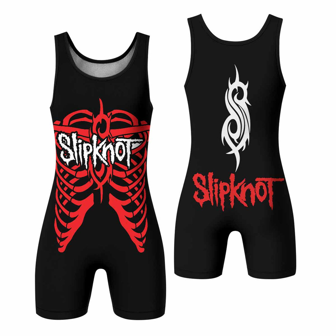 Blood Ribcage Wrestling Singlet - front and back view