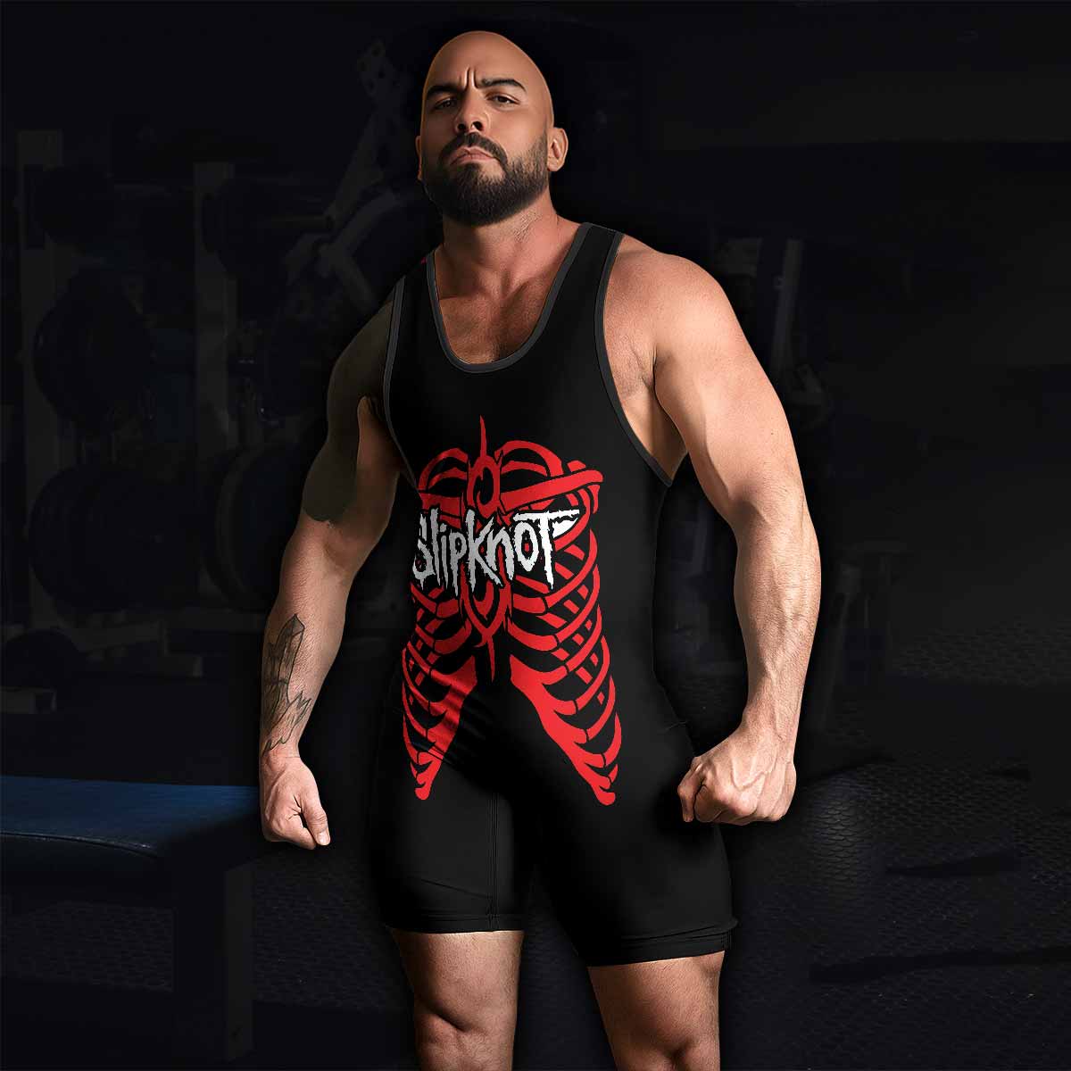 Blood Ribcage Wrestling Singlet - men's lifestyle view