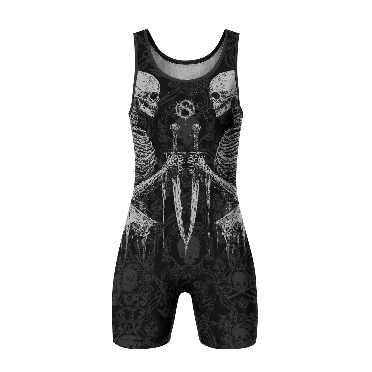 Bone Reaper Wrestling Singlet - front view mockup