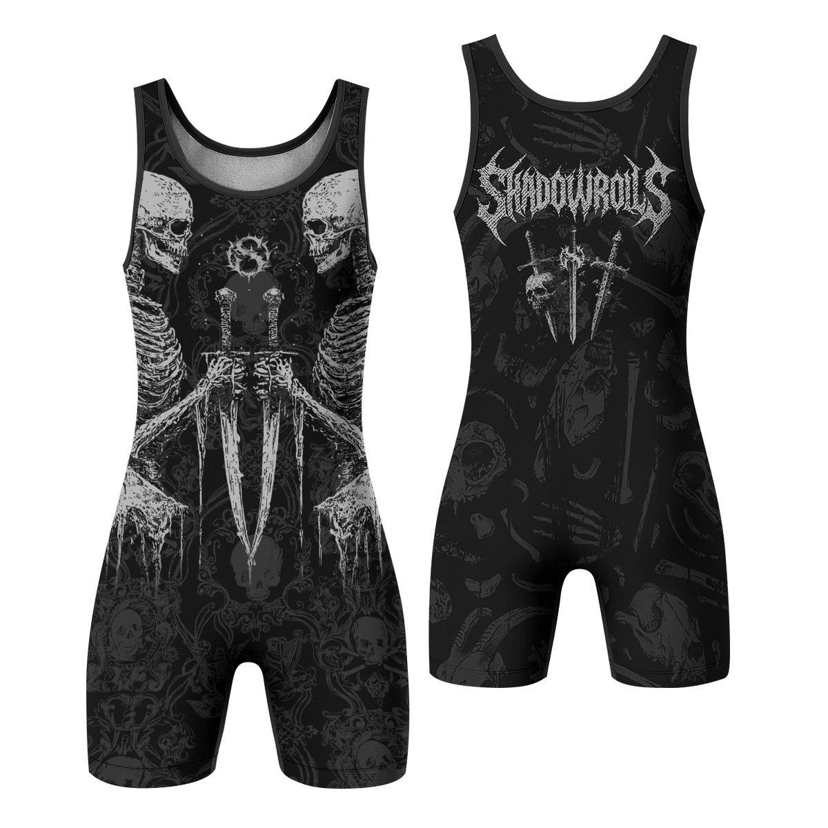Bone Reaper Wrestling Singlet - front and back view