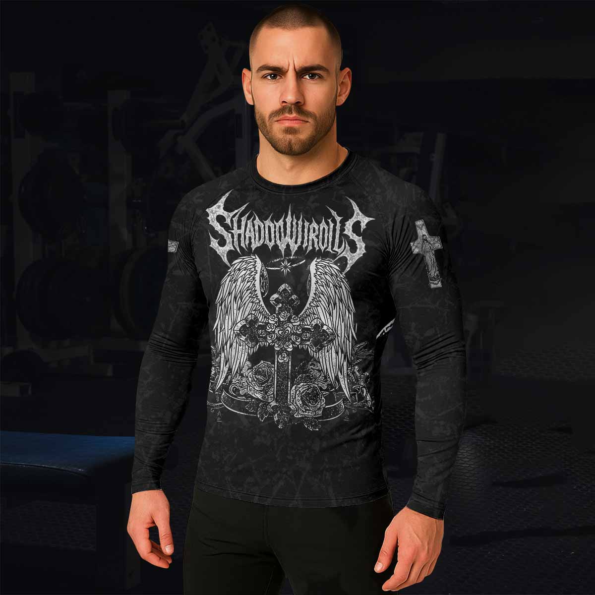 Bones of Grace Men’s Long Sleeve Rash Guard - lifestyle view