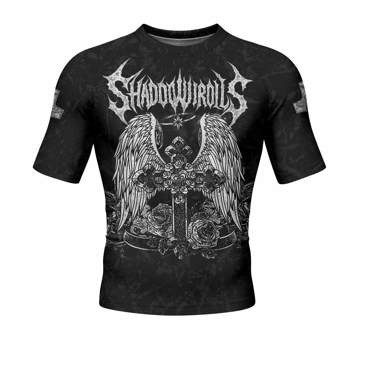 Bones of Grace Men’s Short Sleeve Rash Guard - front view mockup