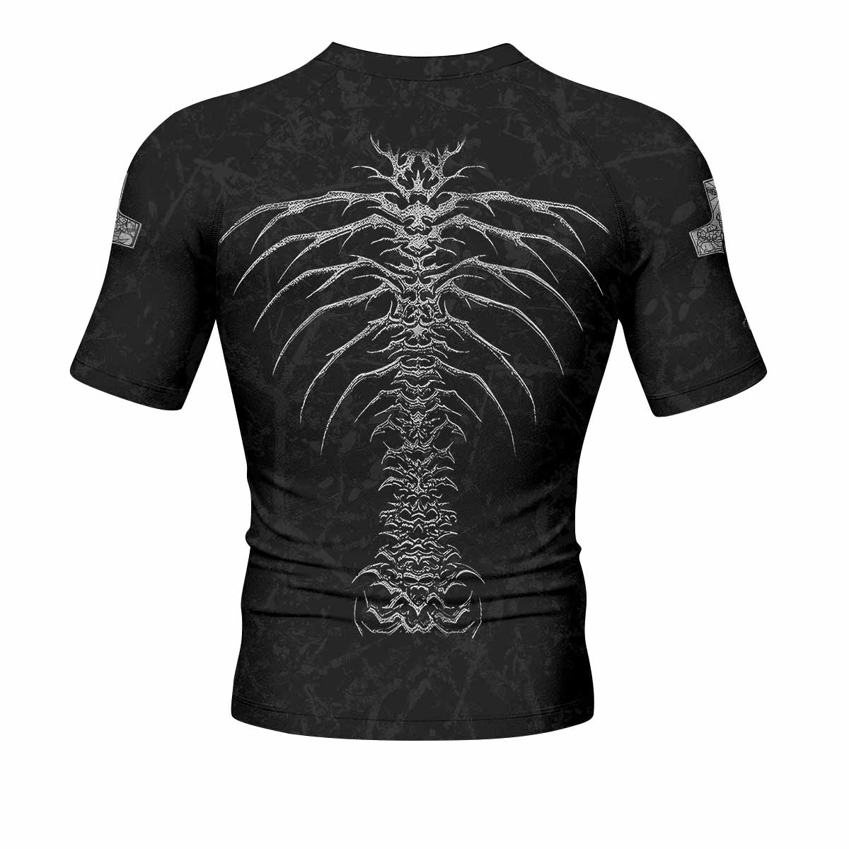 Bones of Grace Men’s Short Sleeve Rash Guard - back view mockup
