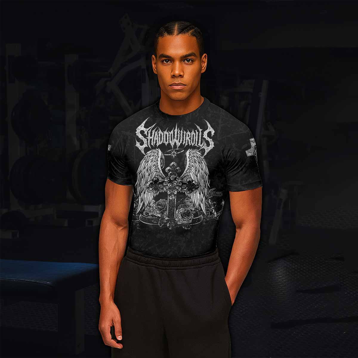 Bones of Grace Men’s Short Sleeve Rash Guard - lifestyle view