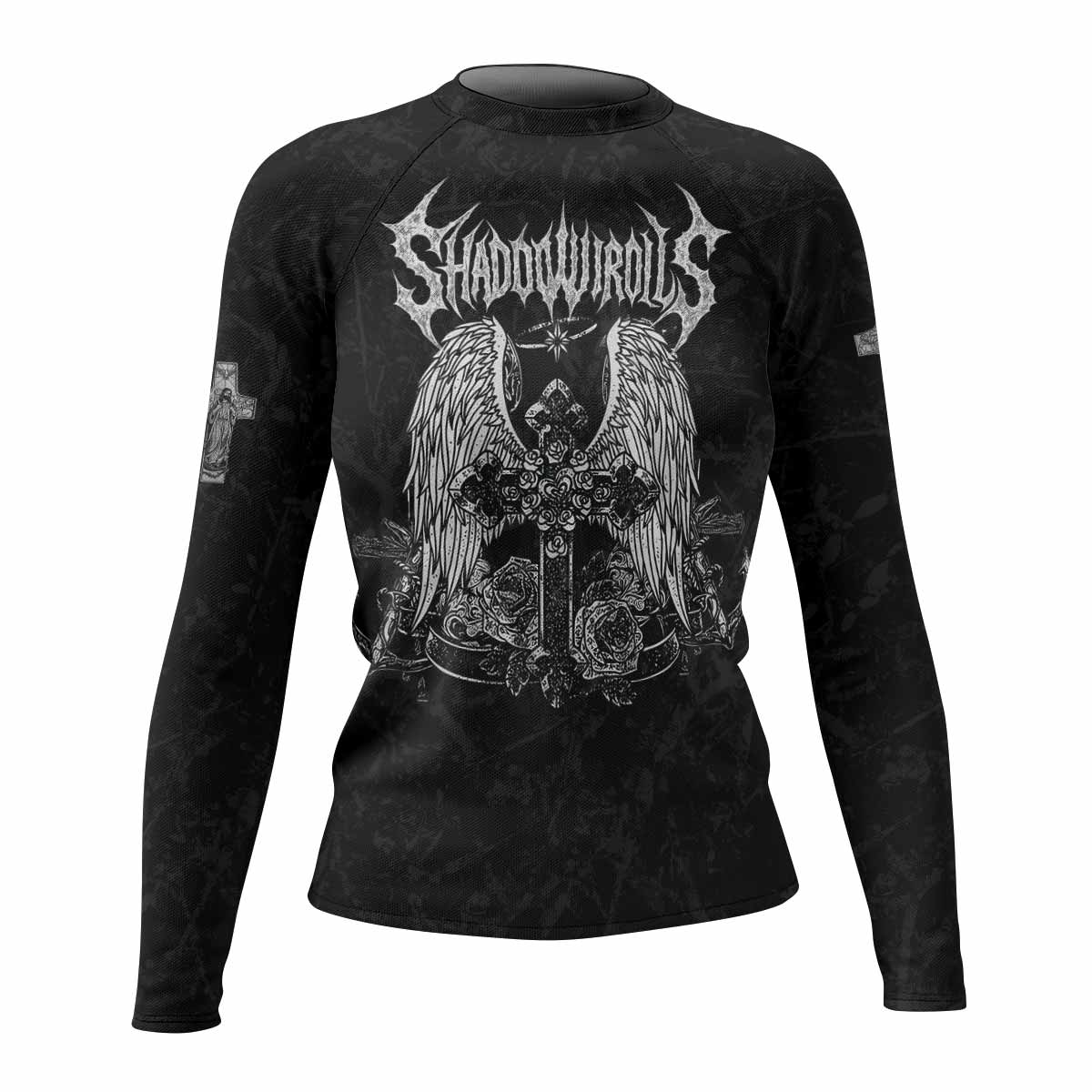 Bones of Grace Women’s Long Sleeve Rash Guard - front view mockup