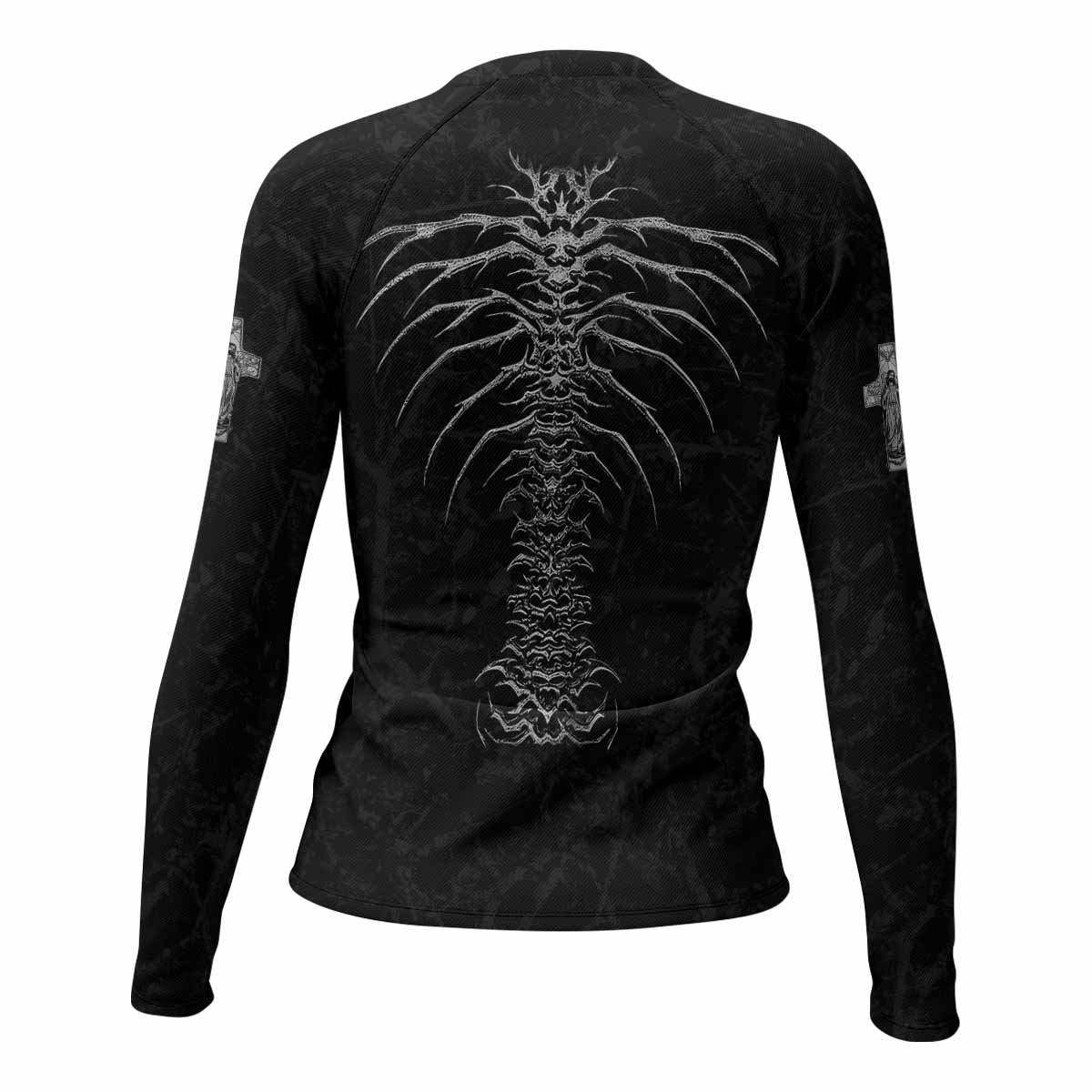 Bones of Grace Women’s Long Sleeve Rash Guard - back view mockup