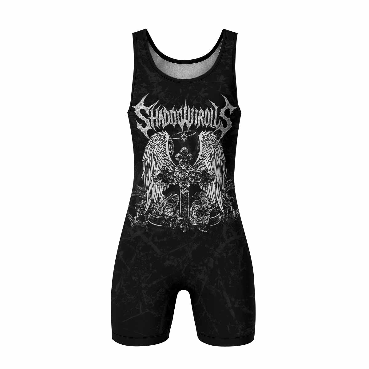 Bones of Grace Wrestling Singlet - front view mockup